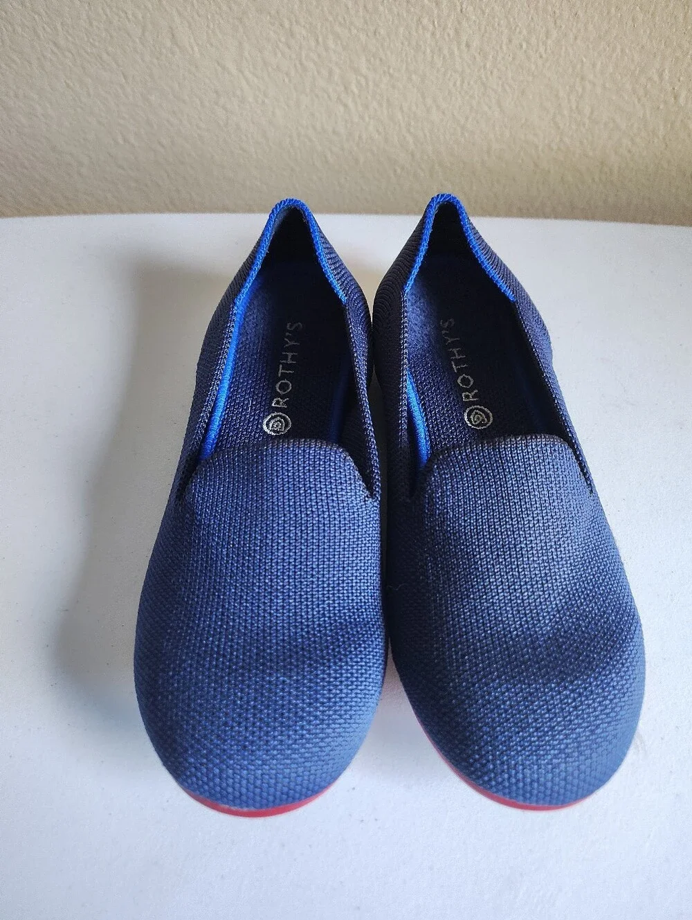 Rothy's Girls The Loafer Navy Blue Knit Slip On Flat Shoes Size Kids 2 School